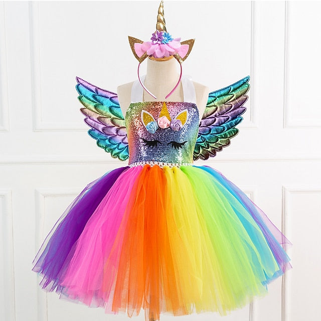 Unicorn Headband Movie Girls' Wings Cosplay Dress Dance