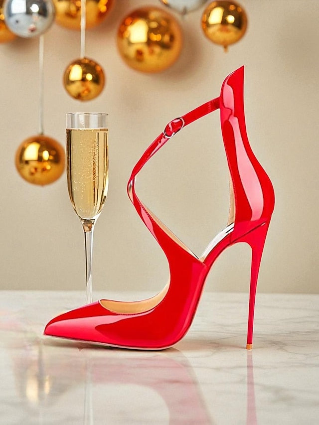 Strappy Patent Purple Stiletto Leather - Women's Heels