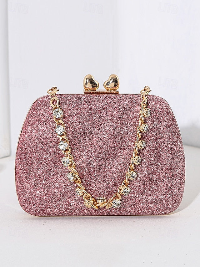 Green Evening Rhinestone Clutch Sage Women's with Glitter