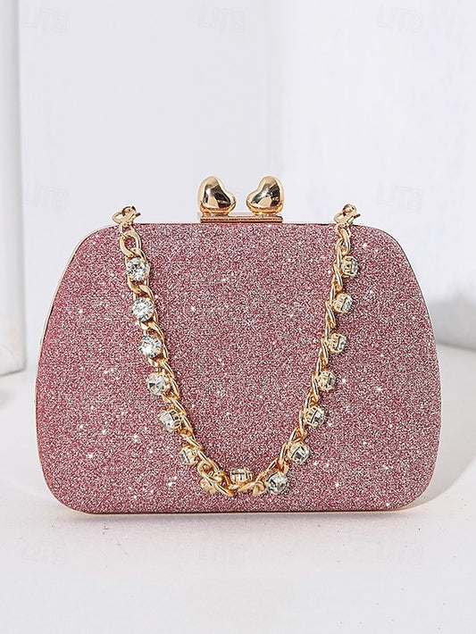 Green Evening Rhinestone Clutch Sage Women's with Glitter