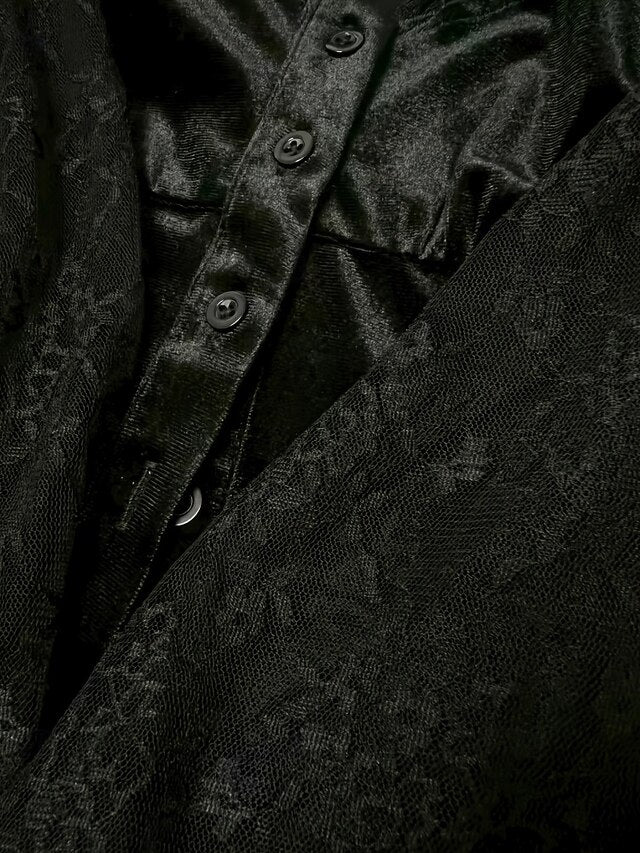 Women's Shirt Blouse Lace Tops Lace Buttons Plain Daily
