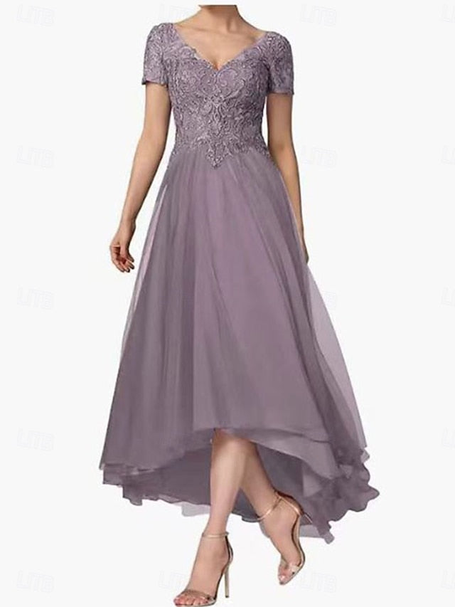 the V Elegant Asymmetrical A-Line Neck Dress Bride Mother of
