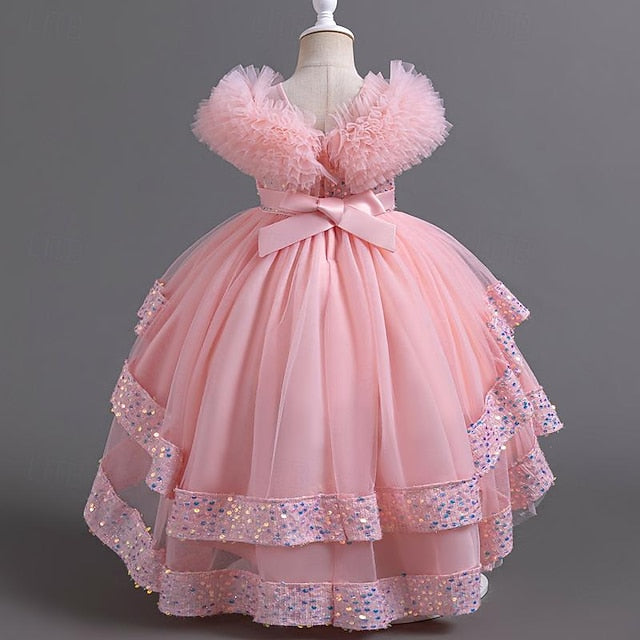 Kids Girls' Sleeveless Flower Party Sequin Girl Dress