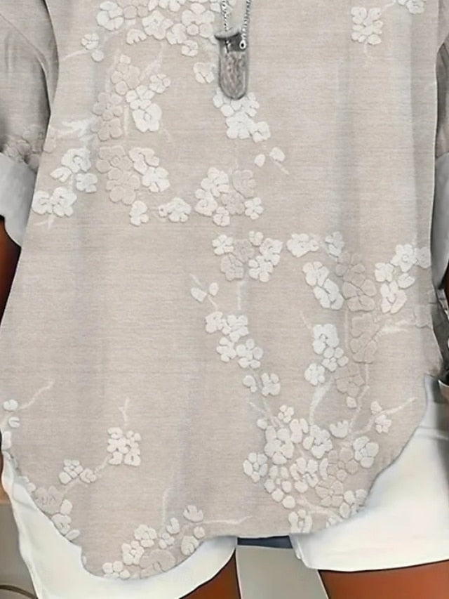Women's Shirt Buttons Print Floral Daily Casual Long Sleeve
