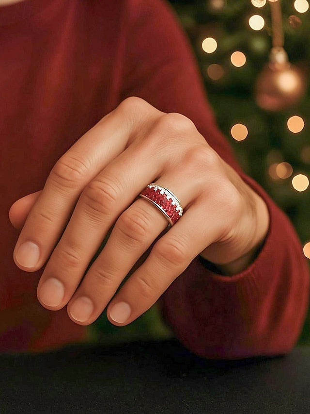 – Ring Stainless Stylish Red Steel Christmas Men's