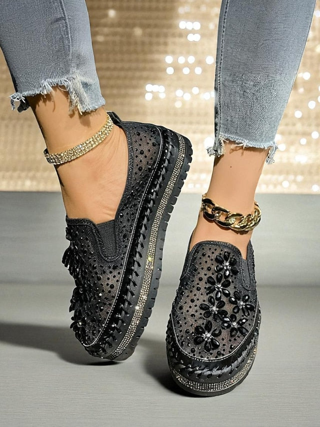 Embellished Mesh Slip-On with Women's Rhinestone Sneakers