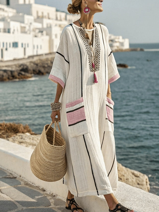 Women's Maxi Dress Linen Like Breathable Lightweight A Line