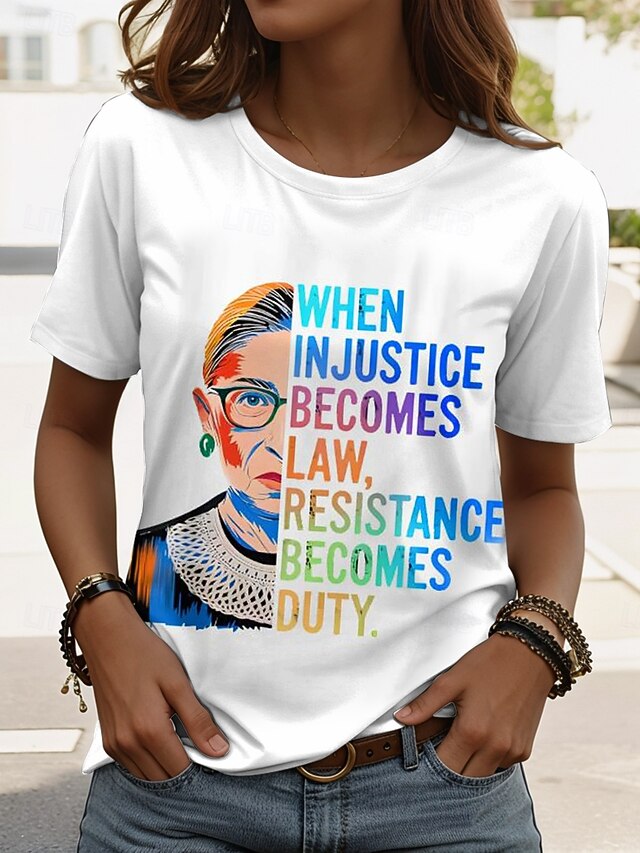 Women's T Shirt Print Graphic Letter Stylish Classic Casual