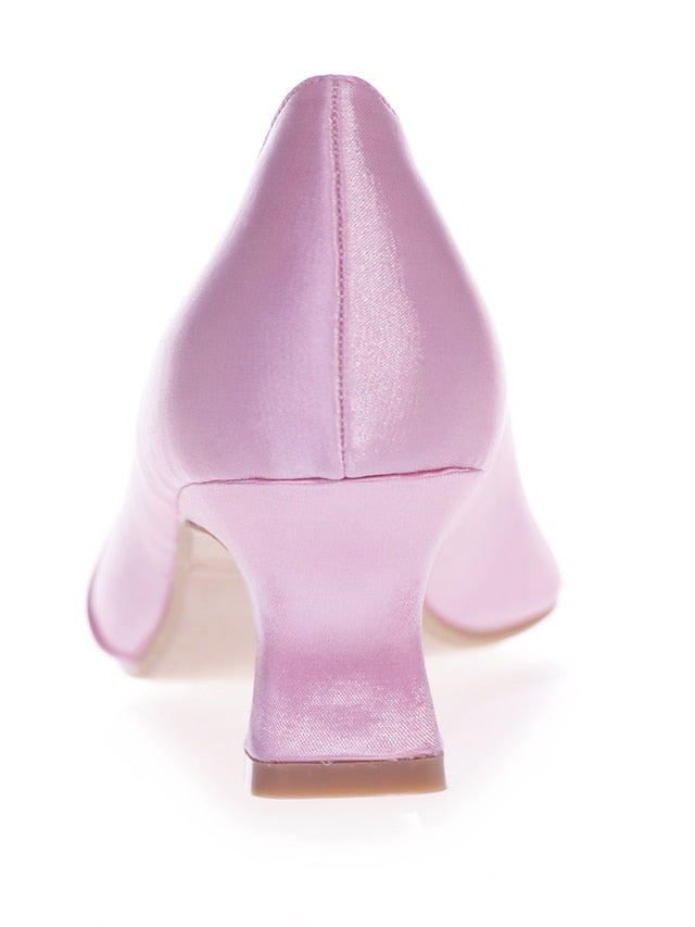 Blue Kitten Bow Women's Heels Royal with Rhinestone Satin