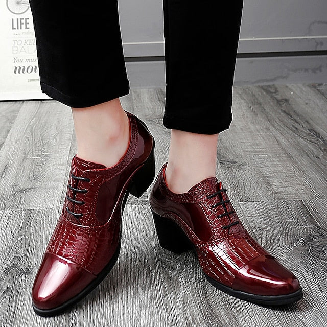 Leather Crocodile Oxford Black Patent Men's Pattern Faux