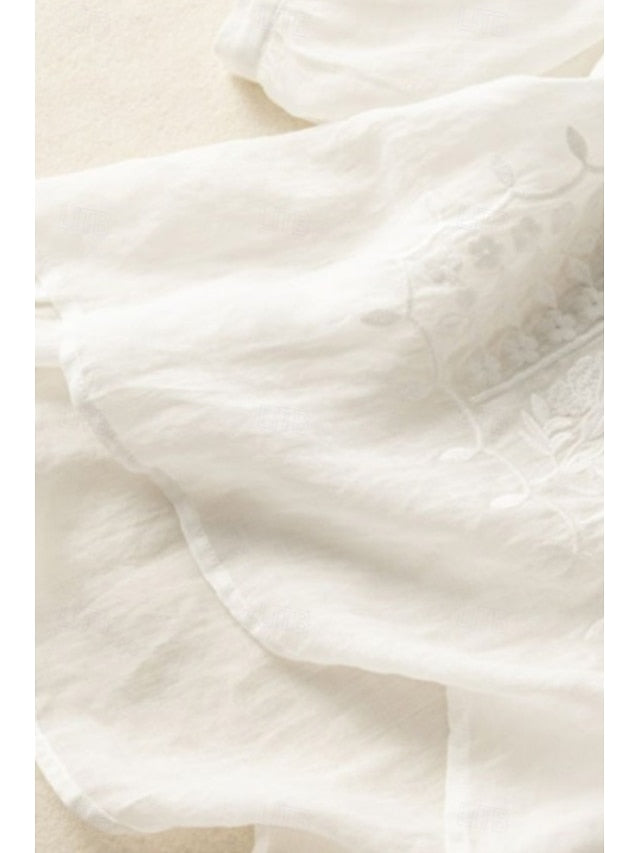 Women's Shirt Cotton Blend Blouse Plain Modern Half Sleeve