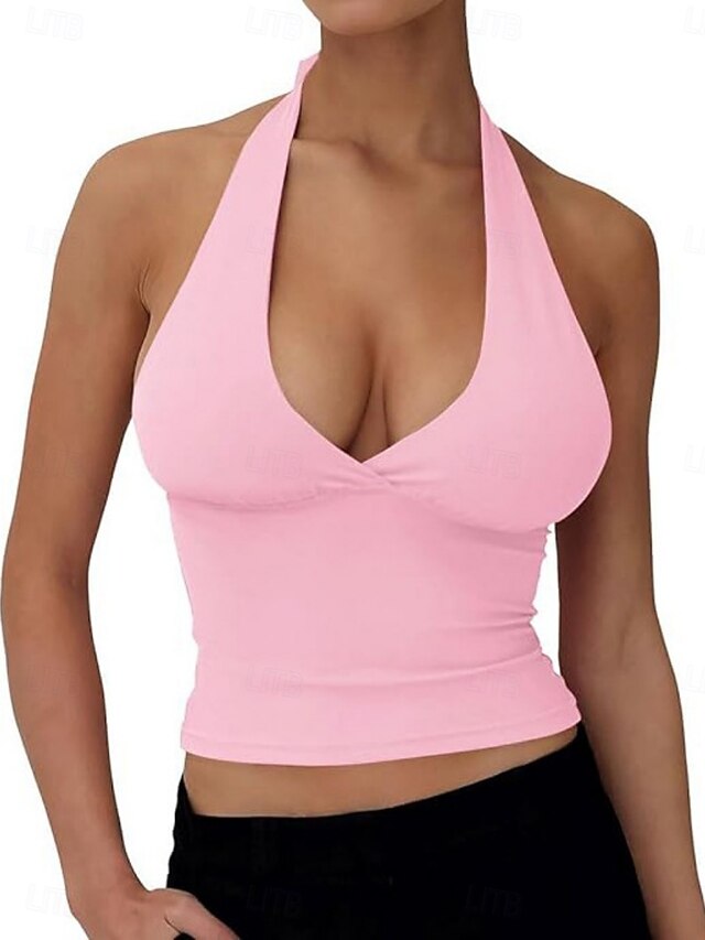 Women's Tank Top Halter Sleeveless Shirt Tee Top Backless
