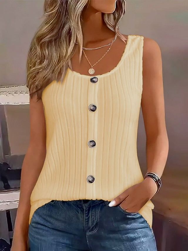 Women's Camp Collar Shirt Buttons Solid Color Stylish Basic