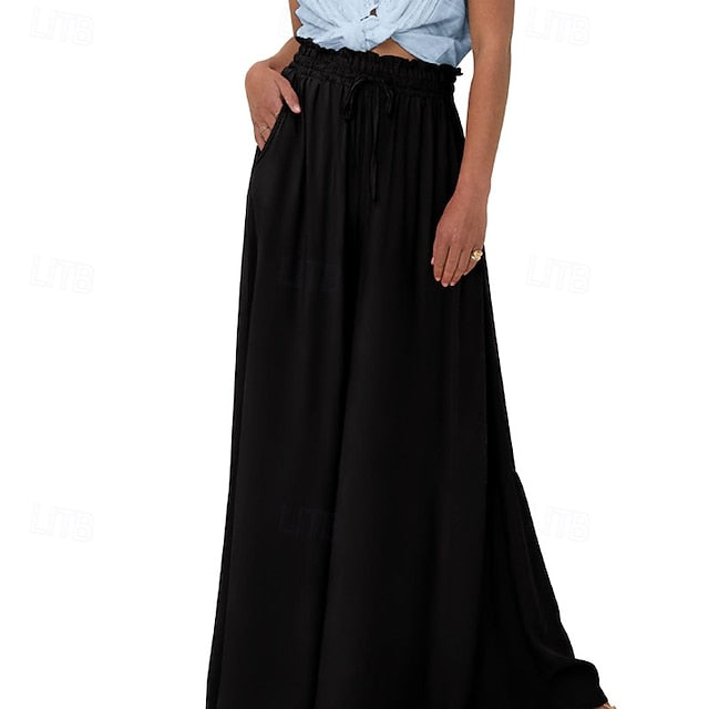 Women's Culottes Wide Leg Slacks Pants Trousers Streetwear