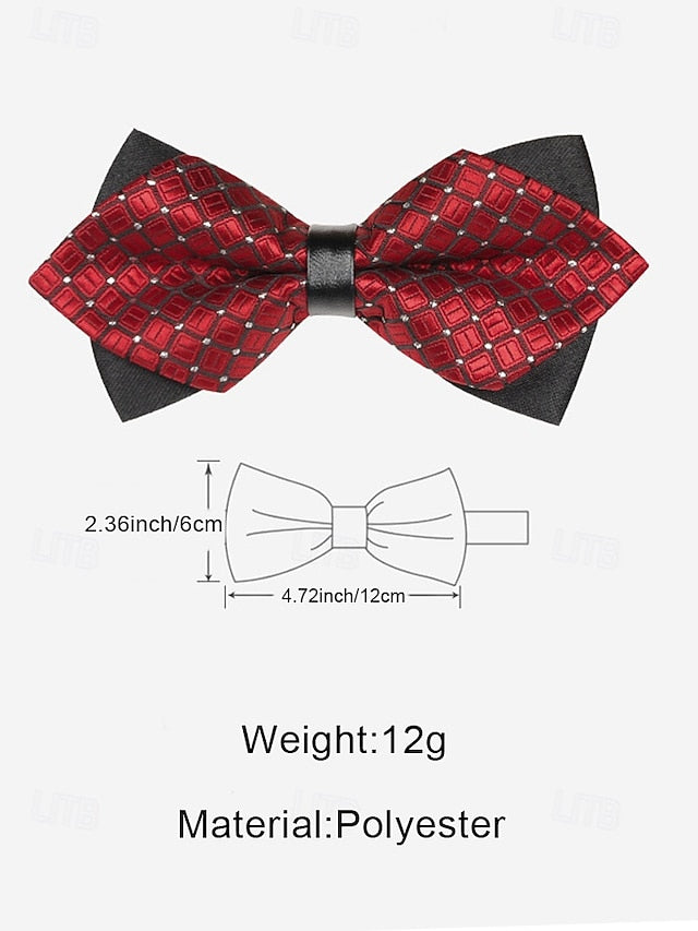 Pattern Tie with Christmas Geometric Bow Men's