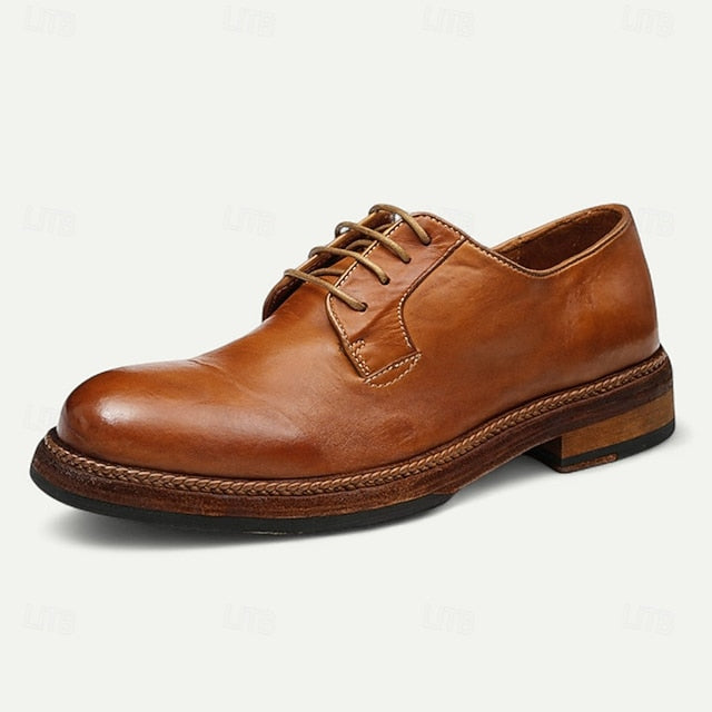 Clean Goodyear Derby with Shoes Leather and Welt Men's Tan
