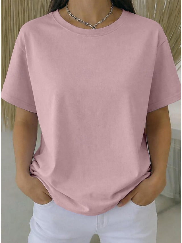 Women's Plus Size T Shirt Tee 100% Cotton Solid Color