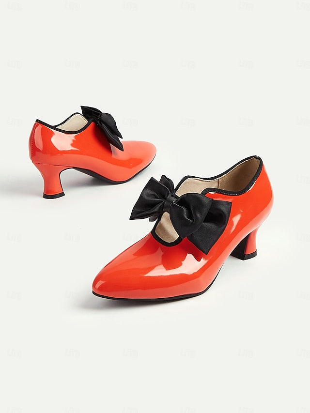 1920s Patent Shoes Leather Vintage Low Women's – Red Heel