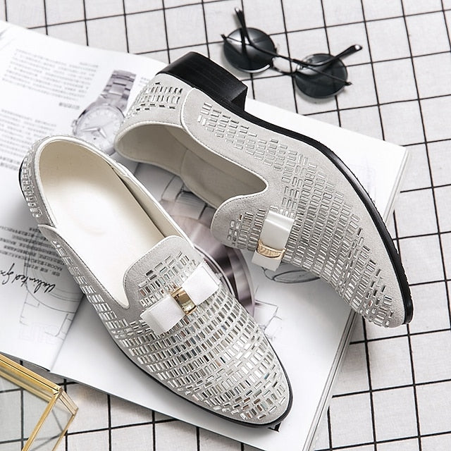 – Prom Monk Silver Elegant Strap Men's and Woven Loafers