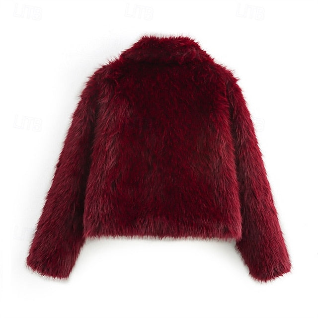 Faux Comfortable Women's Warm Fur Buttons Furs Coat