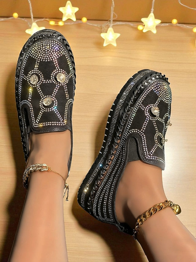 Women's Platform with Sneakers Slip-On Studs Red Rhinestone