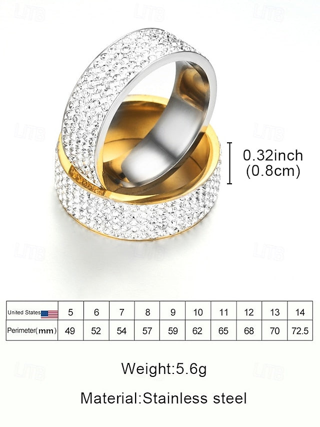 with Full Band Rings Rhinestone Wide Men's Pave