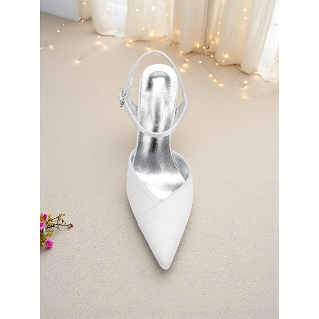 Green Strap Ankle - Women's Stiletto Heels with Satin