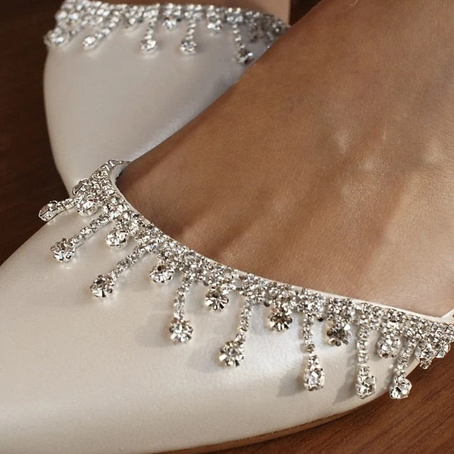 Elegant Wedding Shoes White Flats Women's Bridal with –