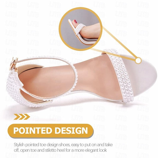 Heel High Pearl-Embellished Shoes Elegant Women's Wedding