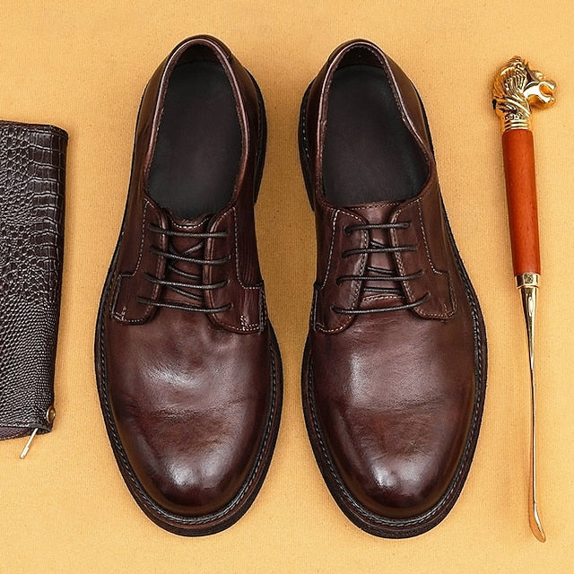 Clean Goodyear Derby with Shoes Leather and Welt Men's Tan