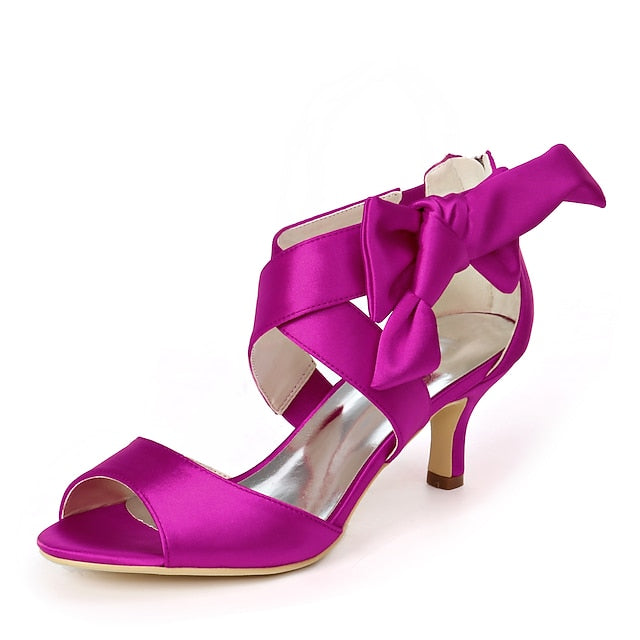 Open Shoes Wedding Women's Heel Kitten Bowknot Bridal