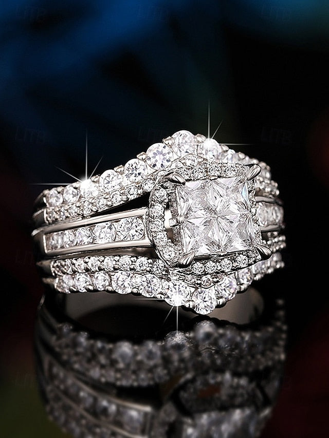 with Luxury Cubic Ring Set Zirconia Wedding