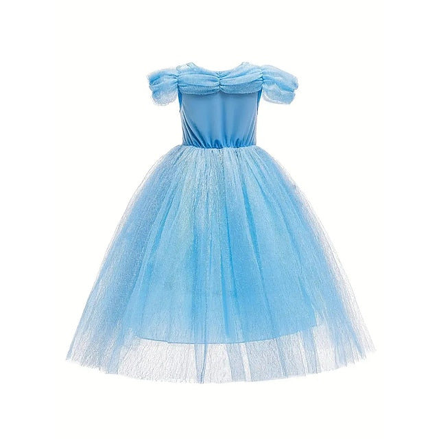 Girl Elsa Party Costume Tulle Theme Princess Frozen Flower Dress