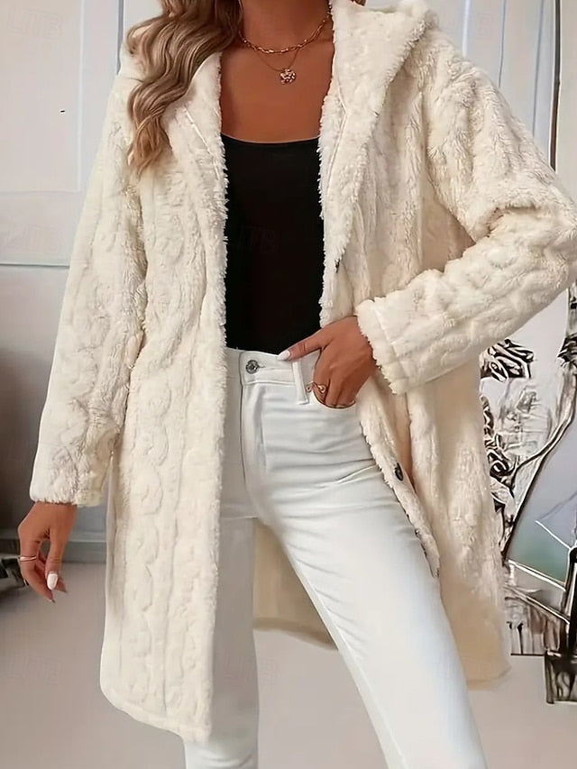 Fur Casual Warm Buttons Faux Women's Coat Comfortable