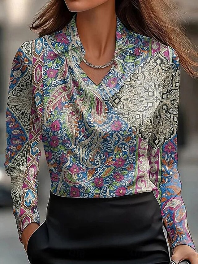 Women's Shirt Dressy Tops Formal Work Shirt Floral Graphic