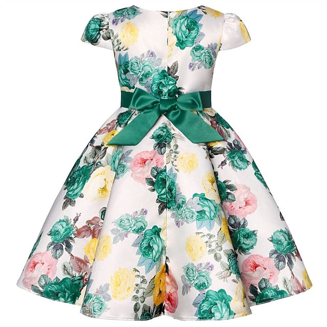 Short Flower Kids Floral Party Sleeve Dress Girls'