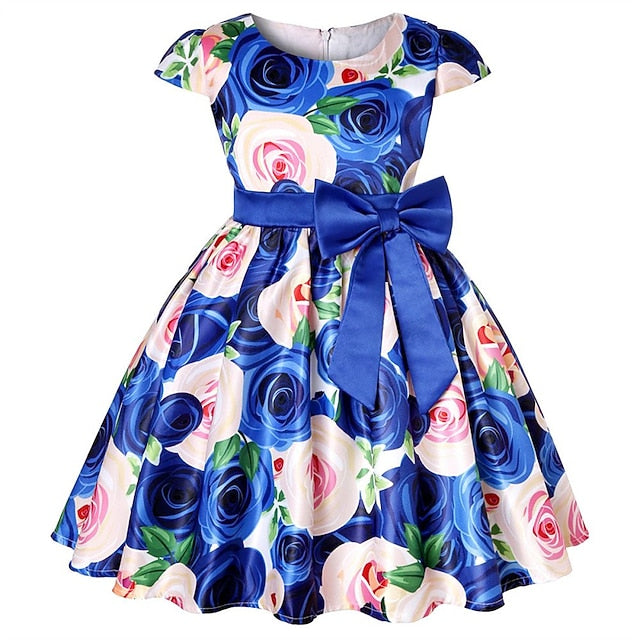 Short Flower Kids Floral Party Sleeve Dress Girls'
