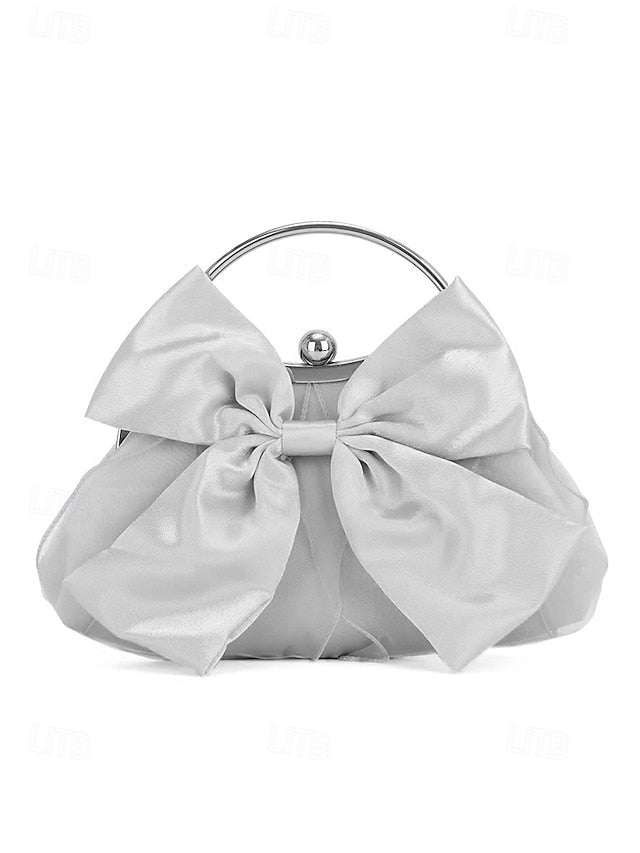 Evening Bag – Satin Clutch Women's Pearl Bow Elegant