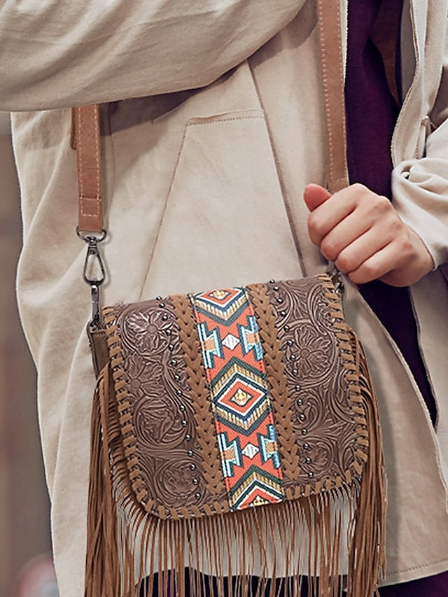 Kunstleder Damen Schultertasche mit mehreren Taschen - Umhängetasche