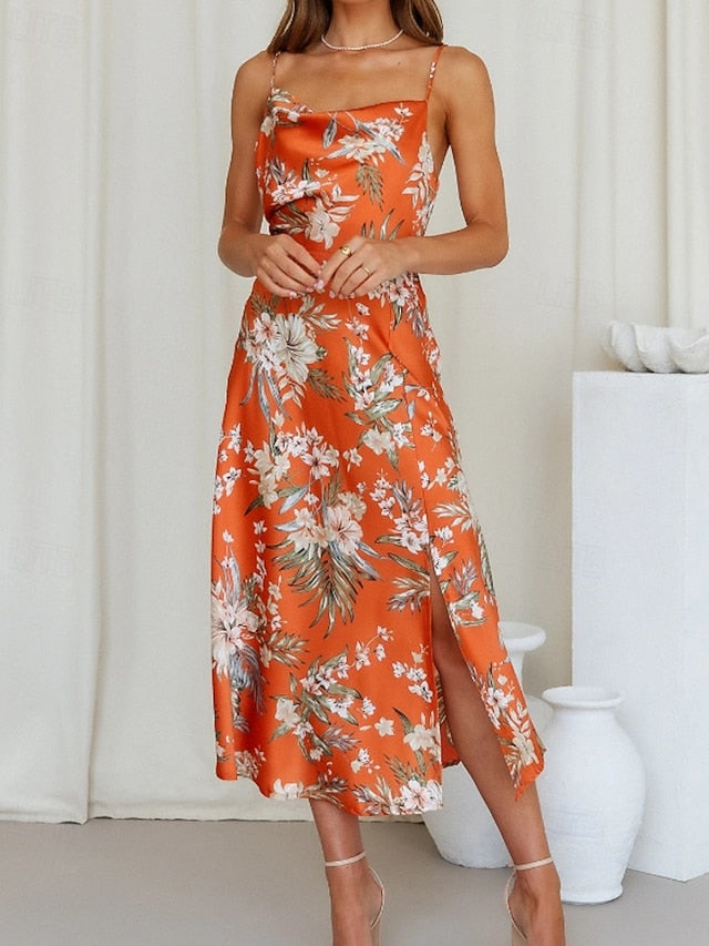 Women's Midi Dress Floral Dress Boho Dress Print Dress