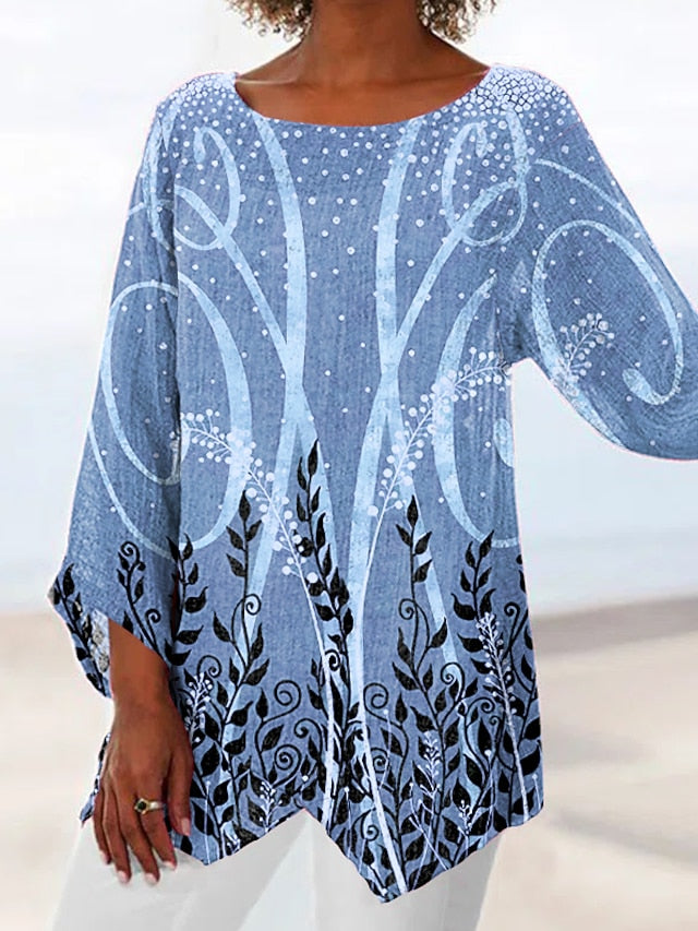 Women's Blouse Long Sleeve Asymmetrical Hem Chiffon Daily