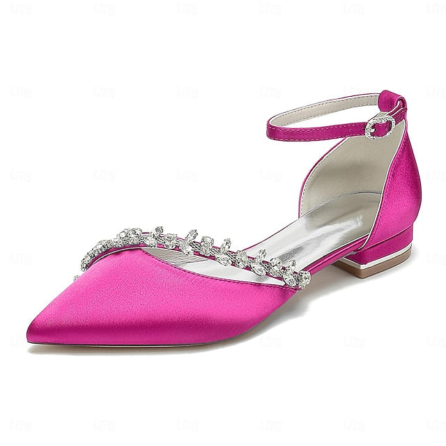 Pointed Toe Elegant Flats Wedding Women's – Satin White