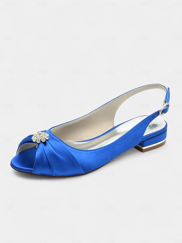 Wedding with Crystal Slingback Women's Satin Heels