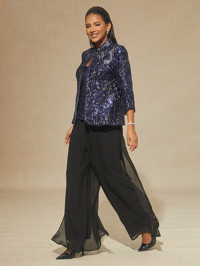 Women's Blouse 2 Pieces Outfits Dressy Tops Sequins