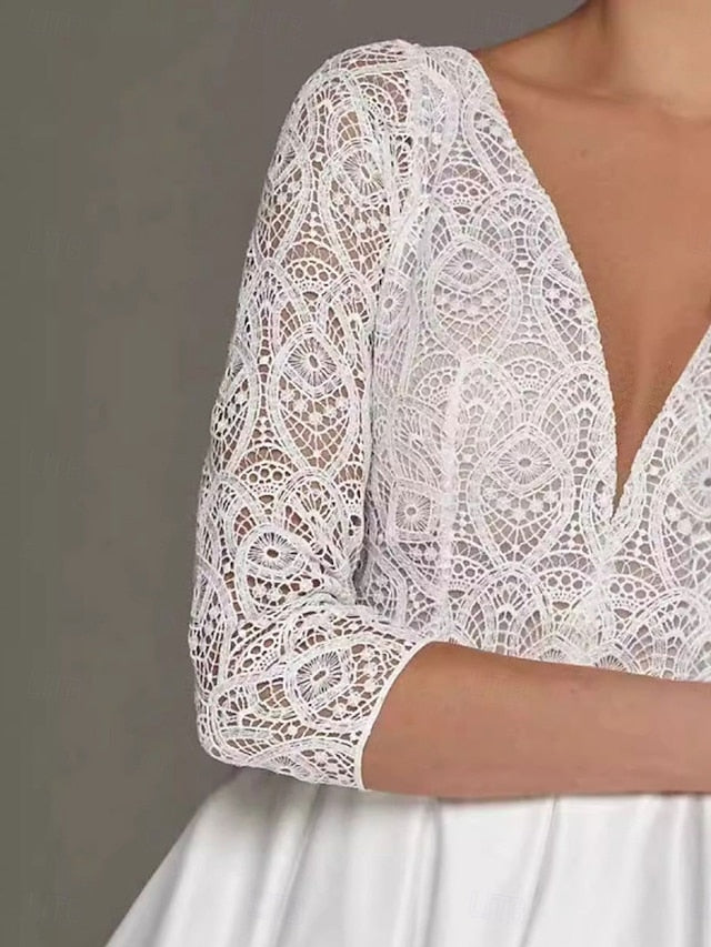 Mother the Simple Neck Tea Elegant Dress of A-Line V Bride