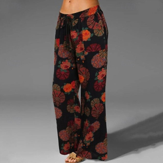 Women's Cotton Linen Pants Wide Leg Pants Trousers Casual