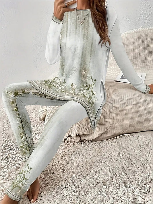 Women's Pajamas Fashion Basic Comfort Flower Shirt Pant