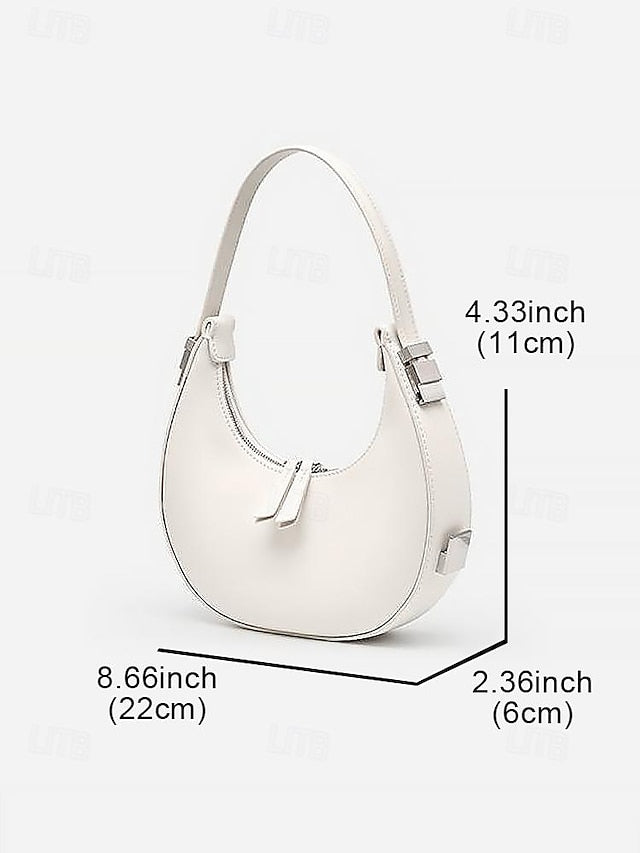 - Hobo Elegant Hardware Bag Ivory Sleek with Silver Crescent