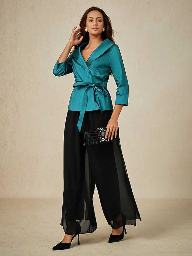 Women's Blouse Evening Tops Tie Front Elegant Metallic
