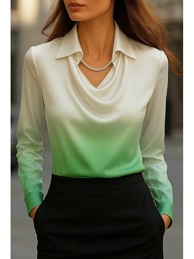 Women's Shirt Ruched Draped Ombre Graphic Geometric Elegant